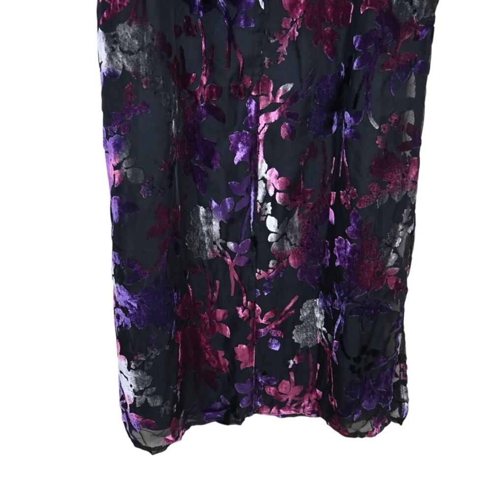 Taylor Womens 8 Black Floral Velvet Fully Lined Midi Dress NEW - Picture 8 of 12